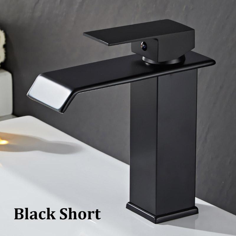 Waterfall Stainless Steel Hot and Cold Water Faucet Above Counter Basin Bathroom Splash-proof Basin Faucet