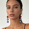 Geometric Square Color Resin Splicing Drop Earrings for Women Ladies Trend Ethnic Style Hook Earrings Holiday Jewelry Wholesale