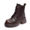 Leather Martin boots women's British style 2026 autumn and winter new single boots retro light luxury thick-soled thin lace-up leather boots