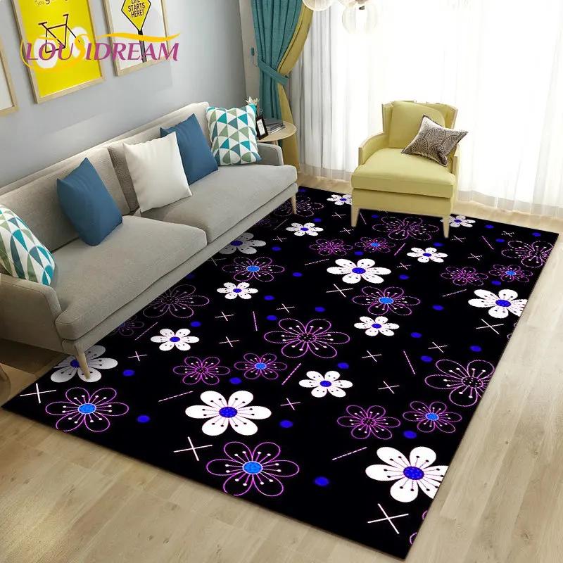 3D Mushroom Flower Plant Leaf Area Rug,Carpet Rug for Living Room Bedroom Sofa Doormat Decoration,Kitchen Non-slip Floor Mat