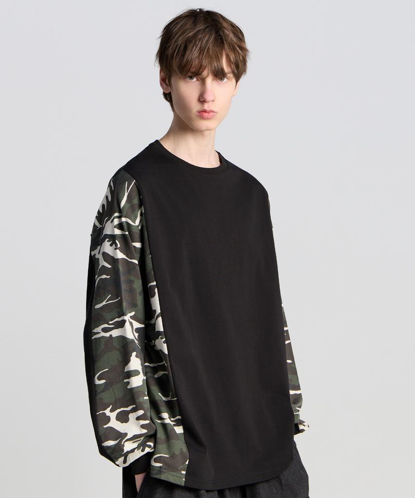 TENER Camo Color Block Long Sleeve Black