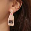 European and American New Fashion Personalized Small Fragrant Wind Geometric Wine Bottle Alloy Dripping Oil Love Diamond Pearl Earrings