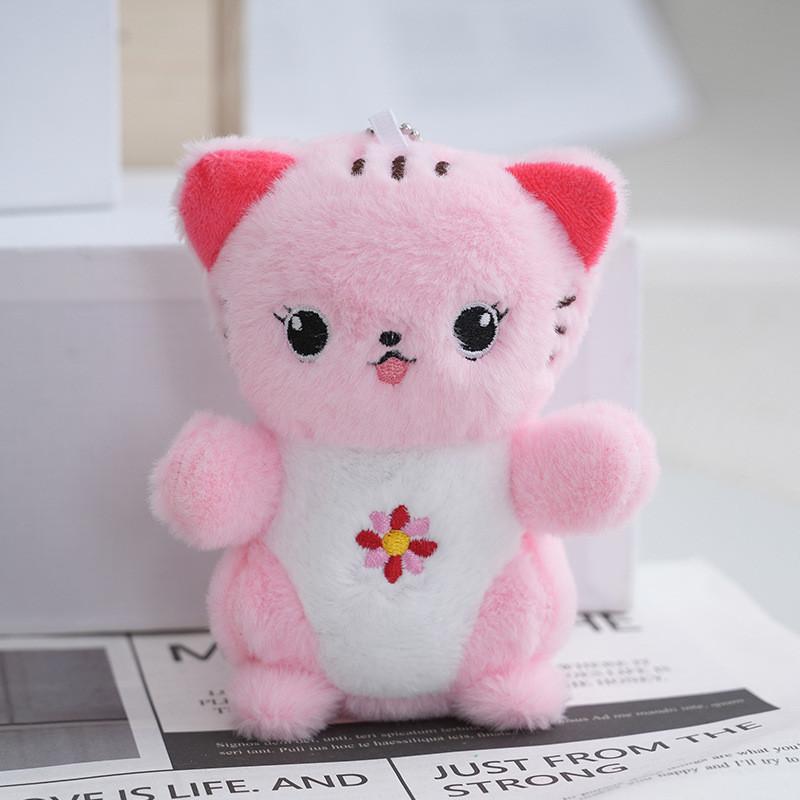 Adorable Cartoon Cat Plush Stuffed Toy With Soft Pp Cotton Filling In Pink Green Yellow