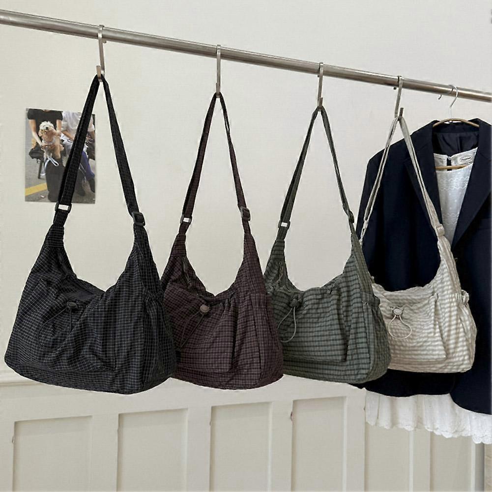 Korean Style Plaid Casual Shoulder Bag Lightweight Versatile Daily Crossbody Bag