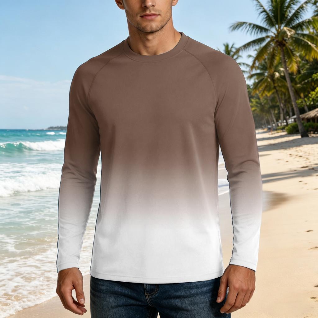 Men's UPF50+ Sun Protection Long Sleeve Shirt Stretch Fabric Lightweight Breathable Outdoor Activewear Top