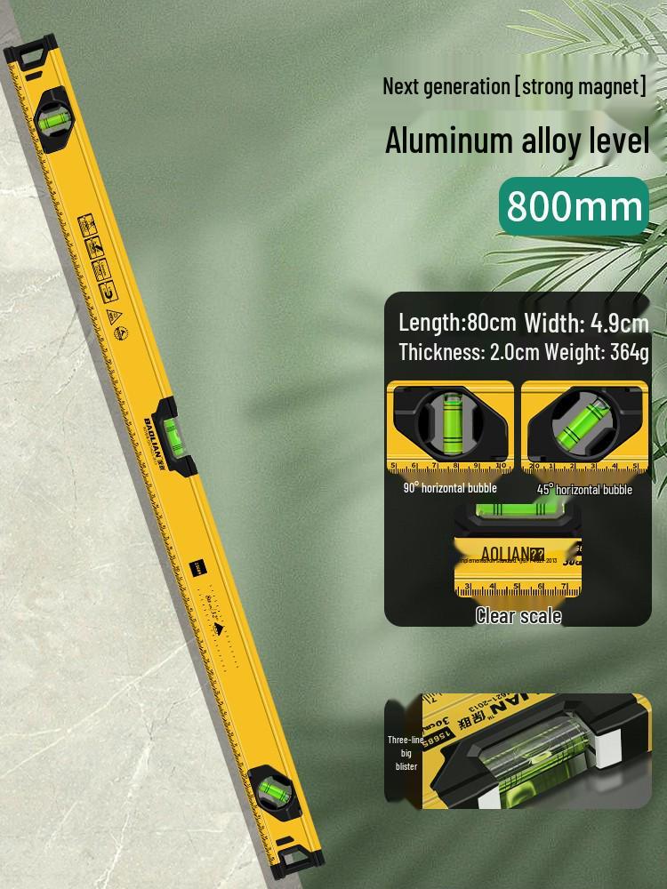 Mini Magnetic Aluminum Bubble Level - High Precision, Solid Anti-Drop Design for Household Use