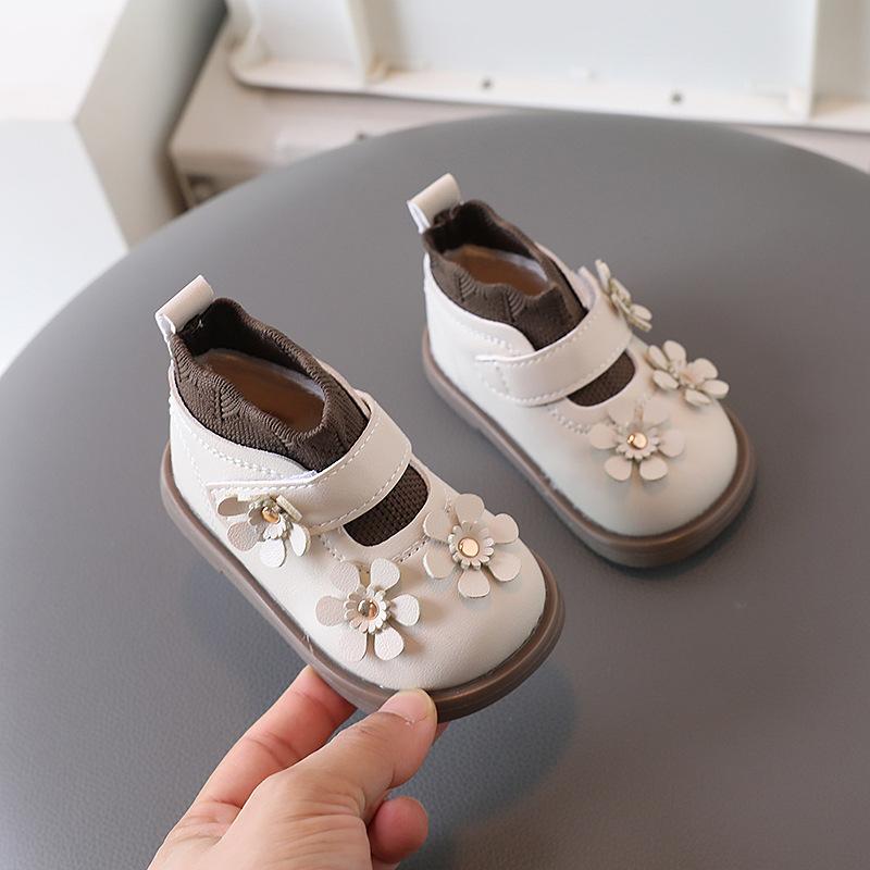 

Ботинки из хлопка для девочек, детская обувь для ходьбы на мягкой подошве, модные цветочные милые детские ботиночки принцессы 16 бежевый