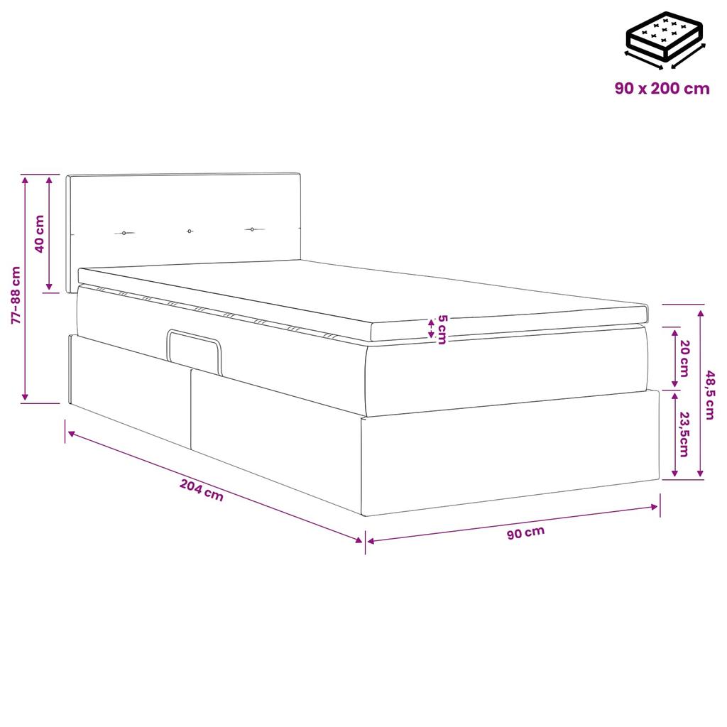 LED Storage Bed with Mattress Dark Green 90 X 200 Cm Velvet