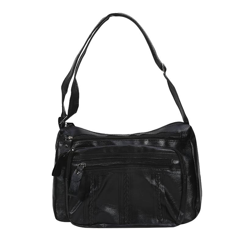 Lightweight Travel Multi-Layer Classic Shoulder Bag Soft Surface Vintage Crossbody Purse for Women
