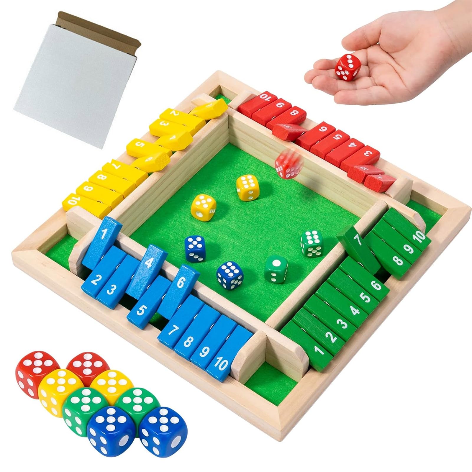 

Shut the Box Board Numbers Dice Tabletop Addition Family Game for Parties Game, Game, Game, Game, 2-4 Players, Kids, Adults, Family,