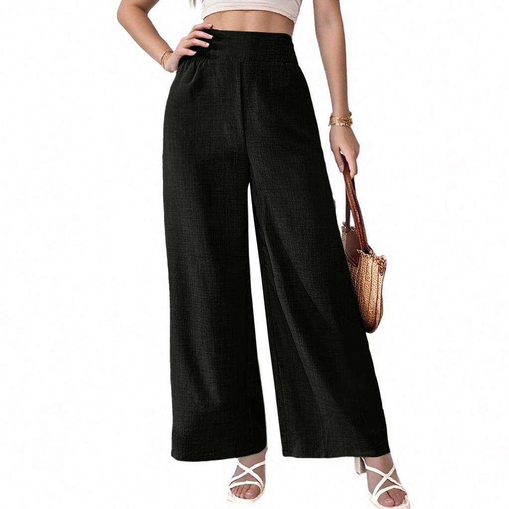 Damen Sommer Weitbein Hose - Leichte Atmungsaktive Locker Sitzende Hose