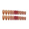 Autumn/Winter Hand-Painted Plaid & Wine Red Cat Eye Medium Length Nail Art