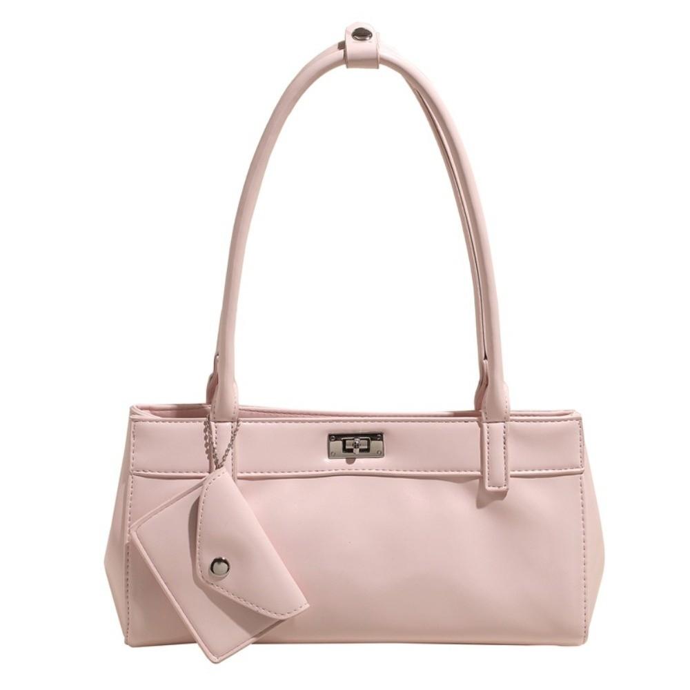 

Y2K PU Shoulder Bag Sweet Texture Underarm Bags Portable French Stick Handbag Travel розовый