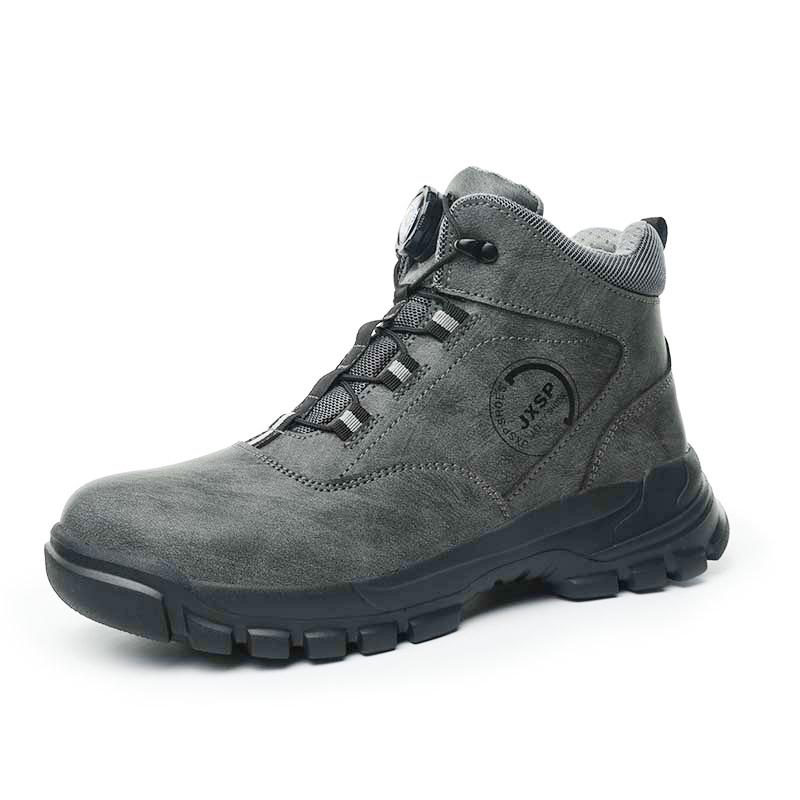 Fashion Steel Toe Work Boots for Men Waterproof Swivel Buckle Safety Shoes High Top Leather Safety Boots Man Winter Anti-slip Work Shoes