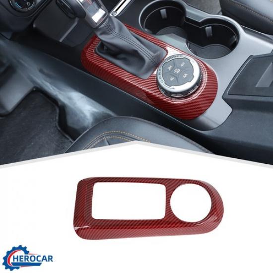 Gear Shift Panel Decoration Cover Trim For Ford Bronco +Red Carbon Fiber