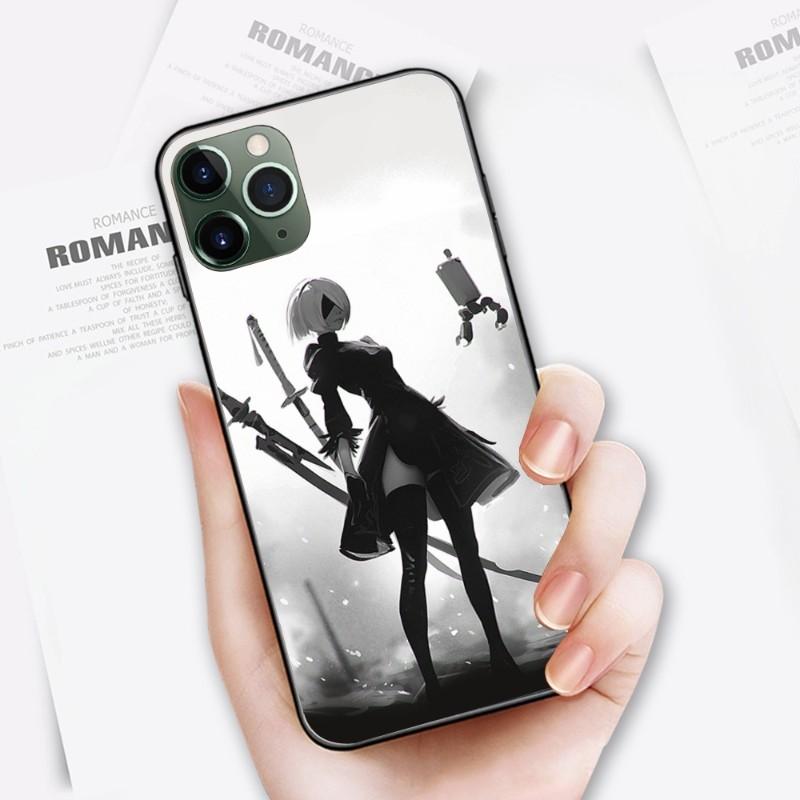Cute Girl Nier Automata Phone Case For IPhone 14 13 12 11 XS X 8 7 6 Plus Mini Pro Max SE 2022 Soft Black Phone Cover