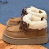 Winter New Snow Boots Thick Bottom Fukara Strap Sheepskin and Fur Integrated Snow Boots Wool Strap Short Boots