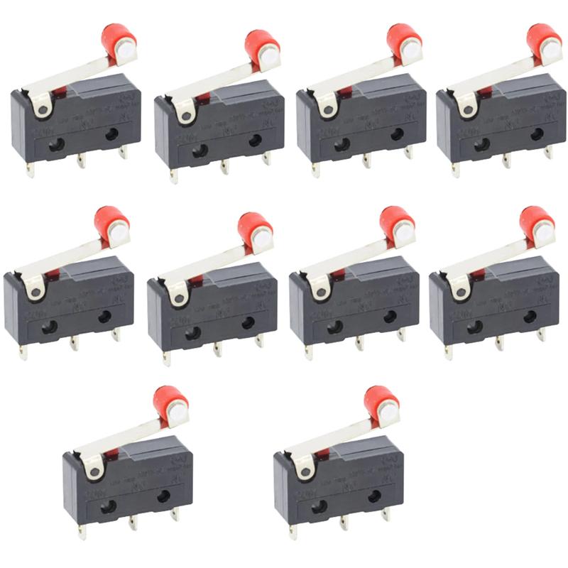 10 PCS Micro Switch 3Pin NO/NC Mini Limit Switch 5A 250VAC Roller Arc Lever Snap Action Push Micro Switches