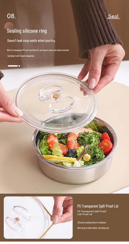 304 Stainless Steel Insulated Double-Layer Lunch Box with Portable Handle and Custom Logo
