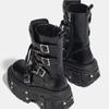 Punk Style Women Shoes Lace-up Platform Shoes Woman Rock Boots Metal Decor Thick Bottom Street Shot Knight