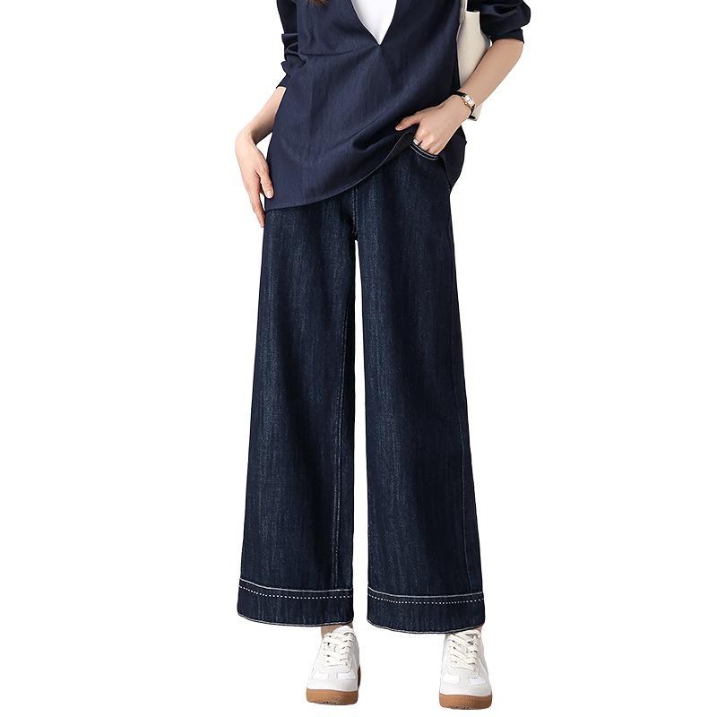 Women’s Spring Pure Cotton High-Waisted Wide-Leg Slimming Jeans 28 синий