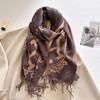 Autumn and winter new alphabet carriage warm scarf women's fashion thickened imitation cashmere scarf medium and long fringed shawl