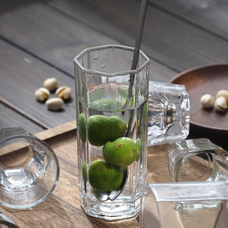 Set 2 buc 220ml Măști Transparente pentru Suc, Lapte, Ceai, Căni Octogonale cu Fund Gros, Stil Simplu, Uz Casnic, Pahare pentru Bere, Cocktail, Brandy