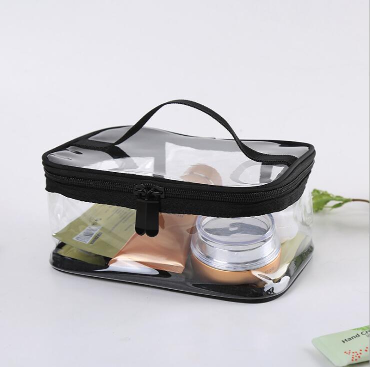 Bolsa de Viaje Transparente e Impermeable de PVC para Maquillaje y Artículos de Aseo, Tamaños Grande y Pequeño
