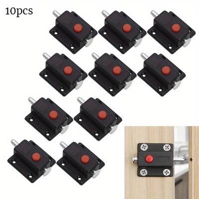 10pcs Classic Solid Door Latch Latch Door Window Cabinet Sliding Lock Cabinet Household Safety Button Spring Automatic Button Latch Furniture Hardware