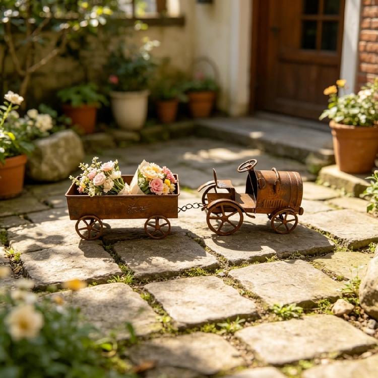 Estilos Antiguos Hechos a Mano Maceta Artística de Tractor Antiguo Con Excelente Drenaje Para Decoración del Hogar y el Jardín Plantar Flores y Hierbas