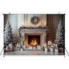 Mocsicka Christmas Fireplace Background Photography Xmas Tree Gifts Palace Wall Room Decorations Backdrop Photo Studio Wallpaper