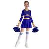 Cheer Leader jelmez lányoknak csillogó hosszú ujjú mazsorett táncruha fejfedővel Kézi virágok Zokni