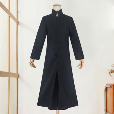 Yousheng Men Performance Windbreaker Halloween Cosplay Stage Show Costume Stand Collar Vintage Style Double-layered Trench Coat Play Prop