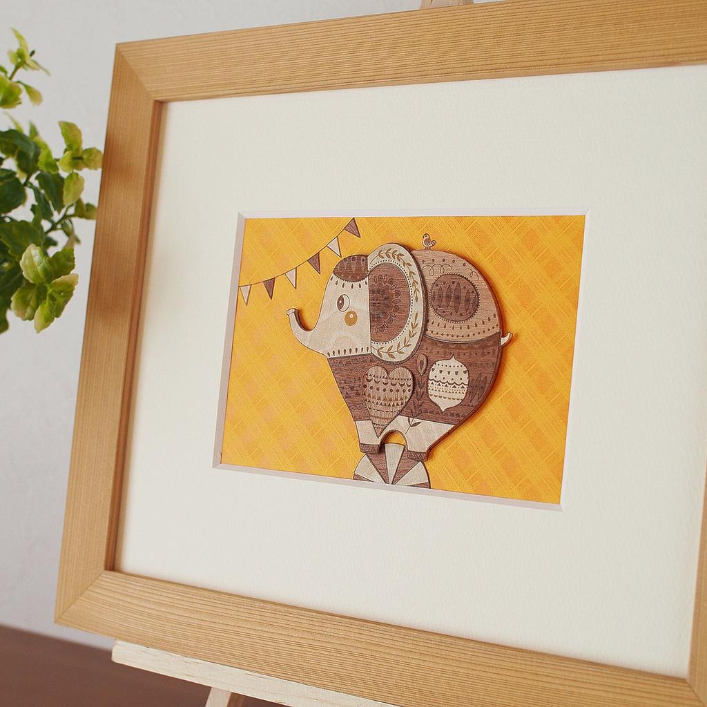 KINOWA Wooden Painting Original Handmade Kit Elephant Made in Japan "Miracle Circus"