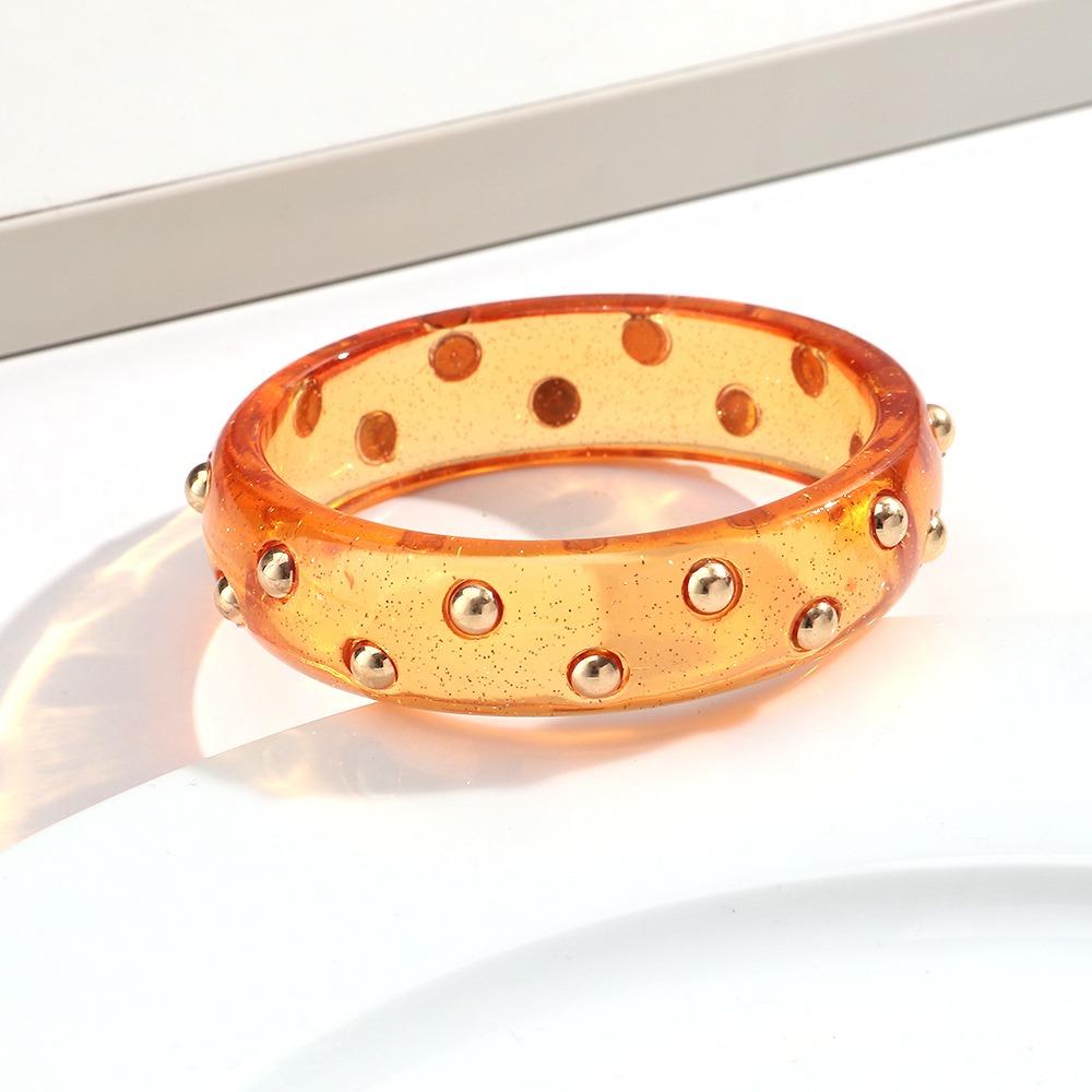 Glitter Metal Studded Bangle Adjustable Statement Bracelet Vintage Wide Bangle Women