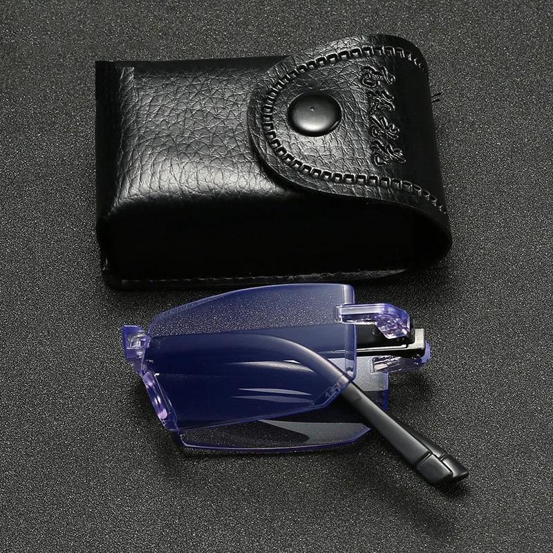 Frameless Foldable Anti Blue Light Reading Glasses with Smart Zoom Ultra Light Comfortable for Men Women