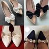 2pcs High Heel Women Bride Decoration Rhinestone Shoe Clip Wedding Shoes Shiny Decorative Clips Silk Flower Charm Buckle
