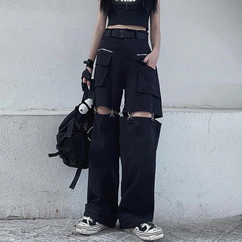 Odnímateľné nohavice Ženy Streetwear s vysokým pásom Sladké Cool Dievčatká Korejská móda Všestranné Ležérne Hip-hop Unisex jarné nohavice