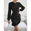 Tooxika 2024 New Sexy Slim Hip Fishtail Skirt OL Temperament Commuting Round Neck Long Sleeve Dress