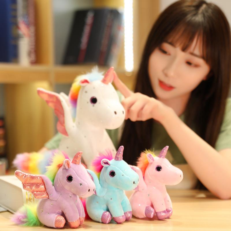 Adorable tiny Unicorn Plush Toy Cartoon Stuffed Animal Angel Unicorn Doll Birth Date Home Decor Gifts great for daily use