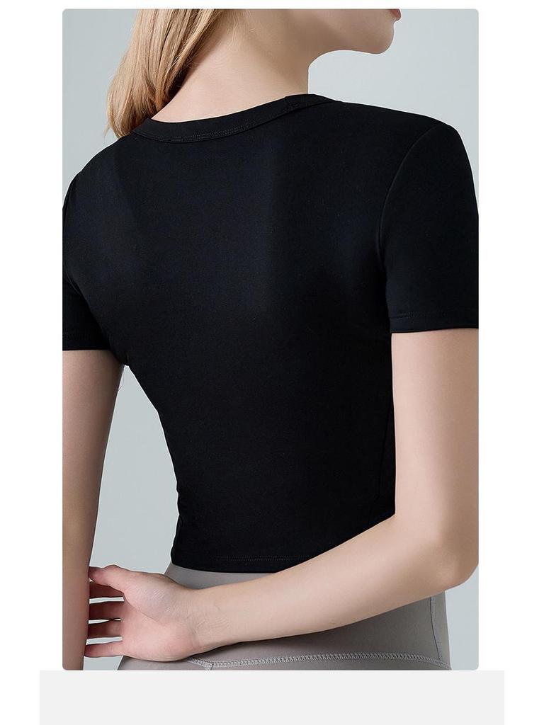 Spring Summer Women's Quick-Dry Short Sleeve Round Neck Yoga & Fitness Top