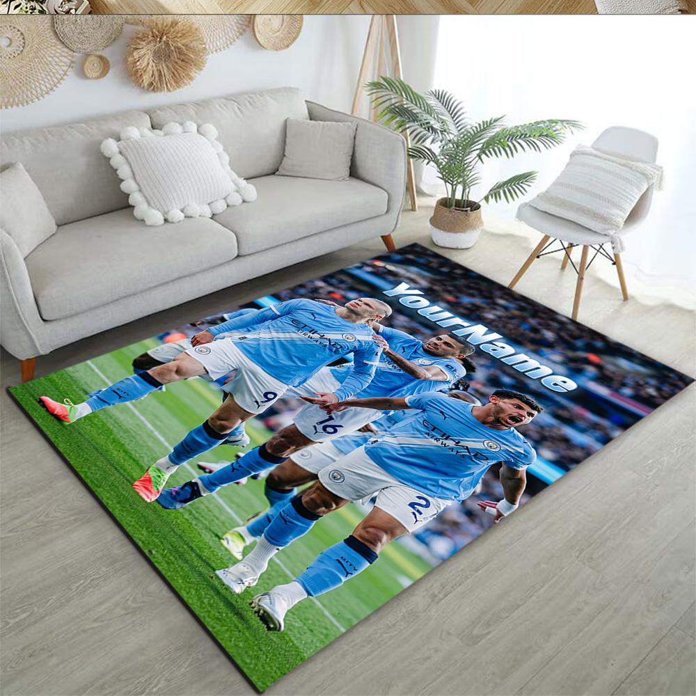 Manchester City Customize Your Name Floor Mat Design for Bedrooms Game Room Dormitory Foyer Antislip Carpet Decorate Offices Wedding Party Gift