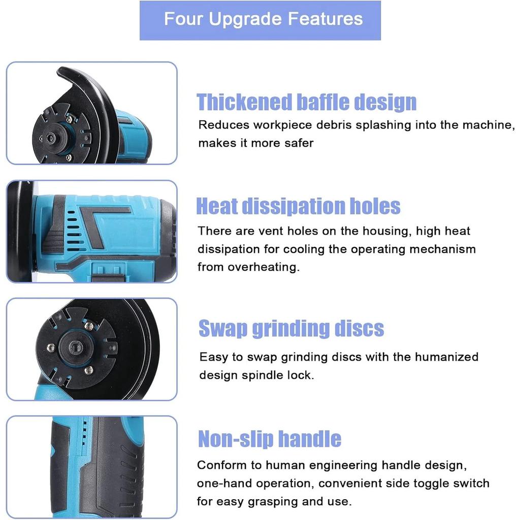 Mini Angle Grinder, 19500rpm Electric Grinding Tool Mini Grinder Handheld Cutter,with 1pcs 12V 3600mAh