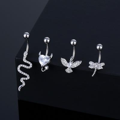 Sexy Navel Perforation, Body Jewelry, Flower Pendant, Female and Girl Navel Crystal Ring AVE