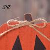 Indoor Entryway Decorations Halloween Table Sign, Wooden Pumpkin Ghost Bat Block Rustic Autumn Home Accents Tiered Tray Ornament for Tabletop