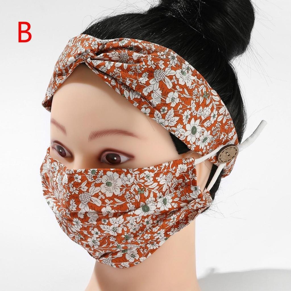 Pure Cotton Headband Mask Set Printed Dust-proof Washable Mask Anti-fog Fashion Popular Neutral Three-dimensional Mask
