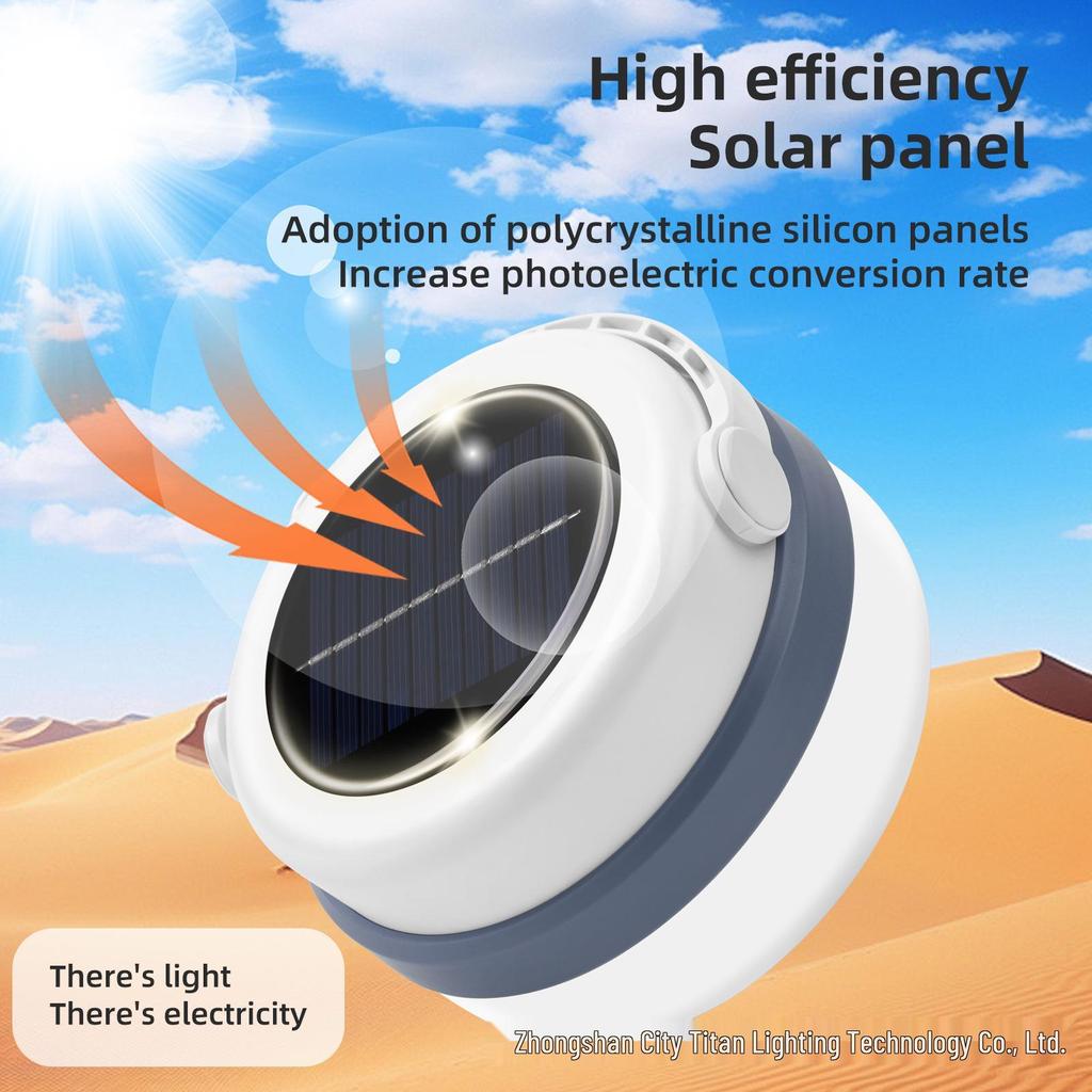 Super Bright Solar Camping Lantern - Emergency Light, Dimmable, Rechargeable, and Portable for Outdoor Use