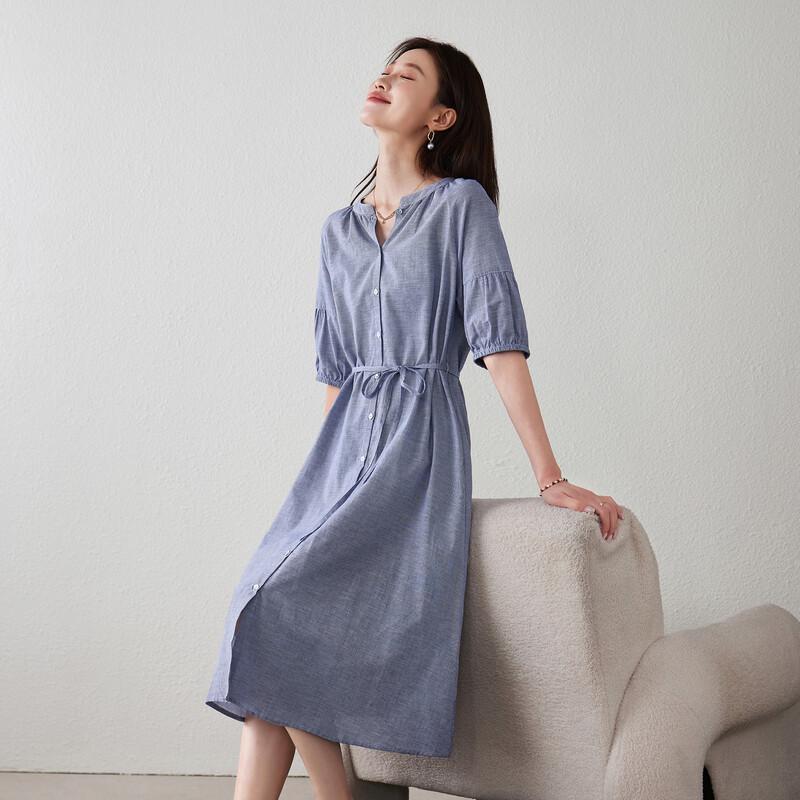 SOFSIL 2026 Spring Striped V-Neck Midi Dress