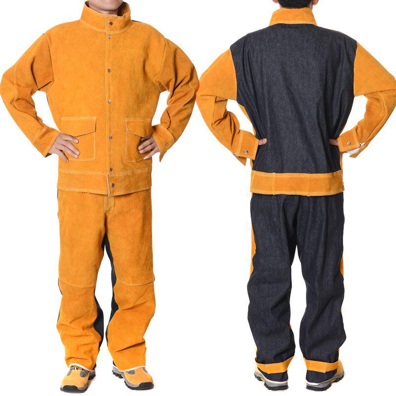 Svařovací bunda z hovězí kůže proti popálení: Ochranné pracovní oděvy z kůže a bavlny