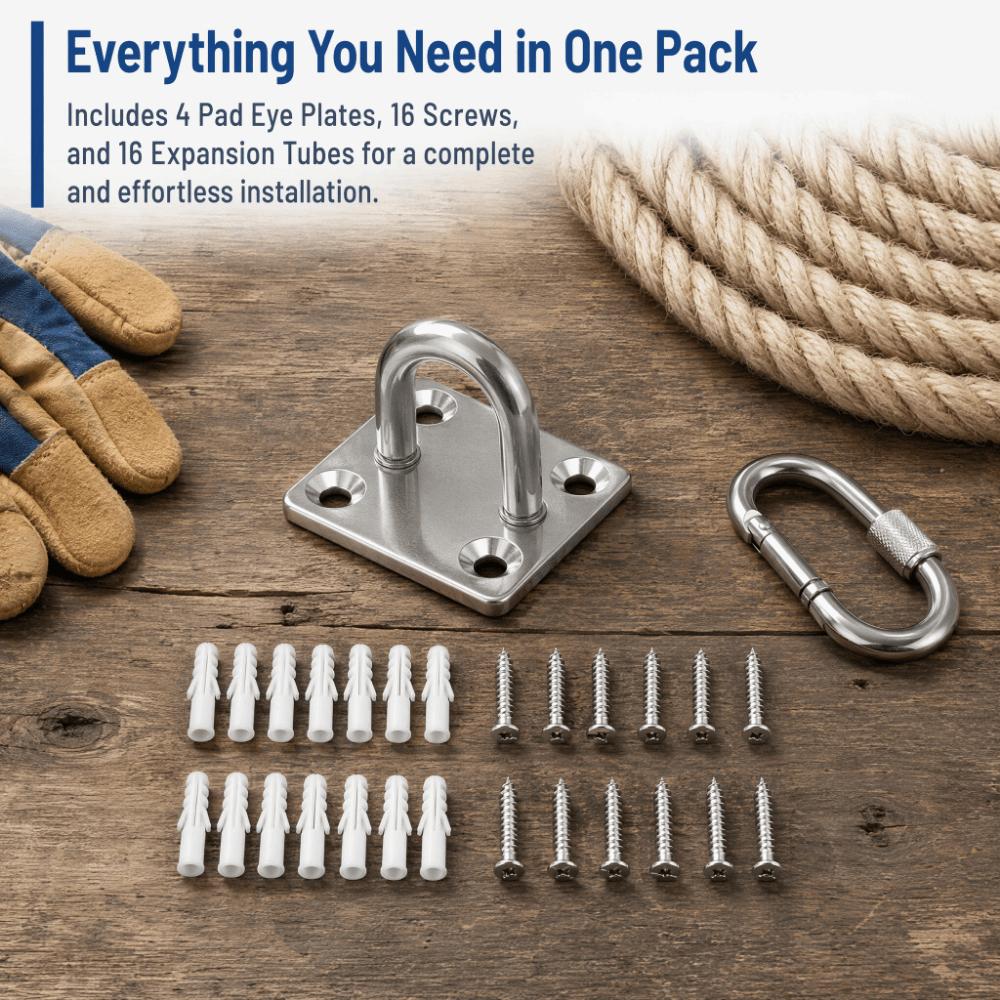 36pcs Steel Material Pad Eye Plates Punch Bag Hook Marine Hardware Hooks For Yoga